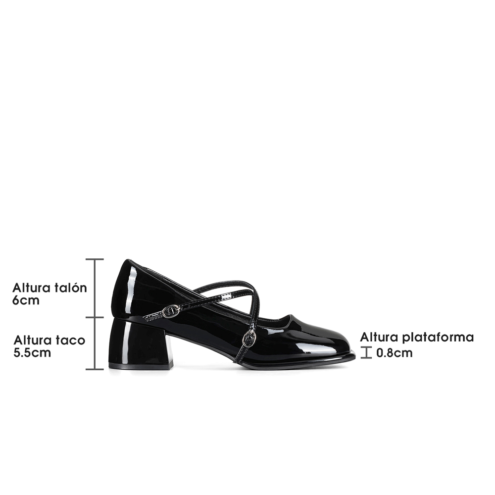 ZAPATO MARY JANE NEGRO PU ACHAROLADO ELEGANTE MUJER WEIDE YL65 - 8