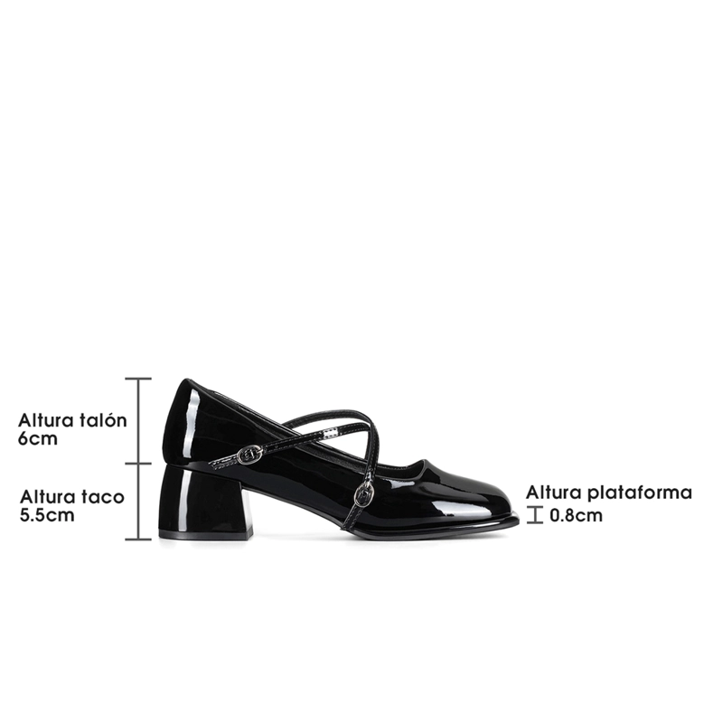 ZAPATO MARY JANE NEGRO PU ACHAROLADO ELEGANTE MUJER WEIDE YL65 - 8