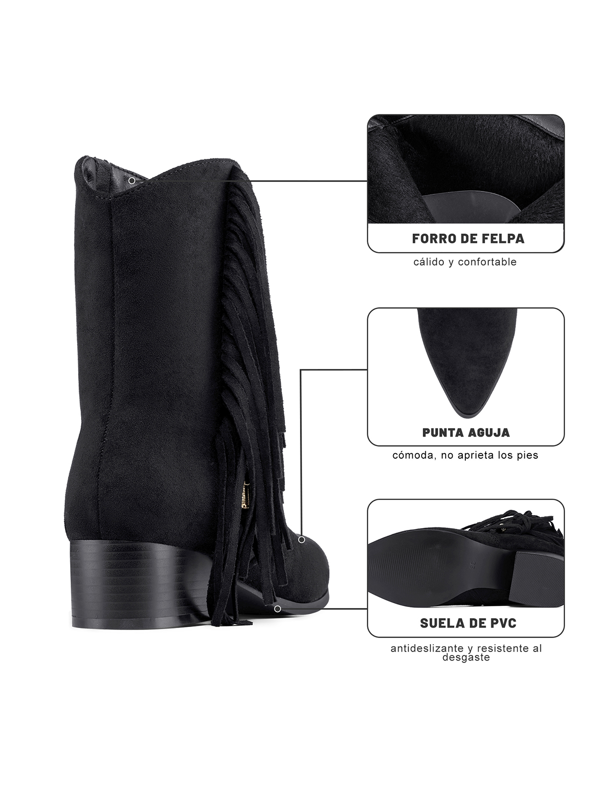 BOTIN TACO MUJER CASUAL PU TEXTIL WEIDE CZY661 - 2