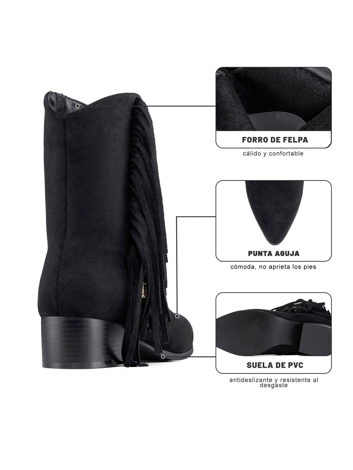 BOTIN TACO MUJER CASUAL PU TEXTIL WEIDE CZY661 - 2