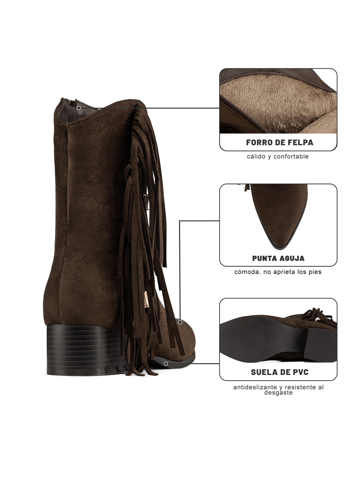 BOTIN TACO MUJER CASUAL PU TEXTIL WEIDE CZY661 - 2