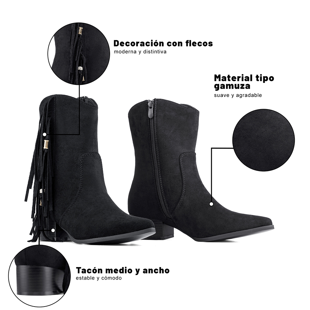 BOTIN TACO MUJER CASUAL PU TEXTIL WEIDE CZY661 - 10