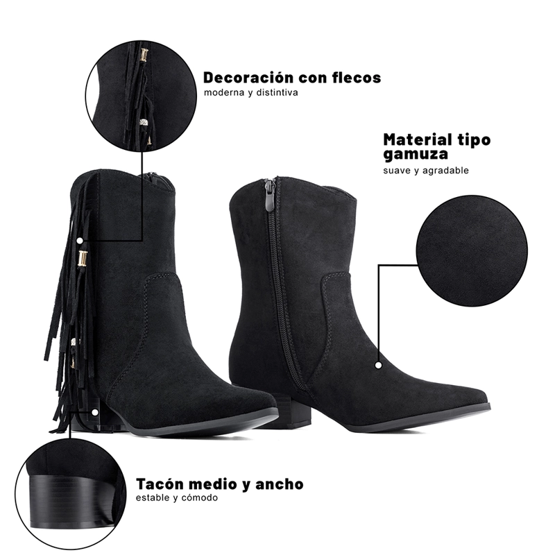 BOTIN TACO MUJER CASUAL PU TEXTIL WEIDE CZY661 - 10