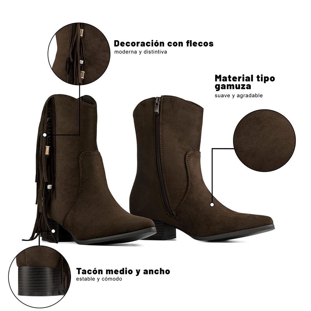 BOTIN TACO MUJER CASUAL PU TEXTIL WEIDE CZY661 - 10