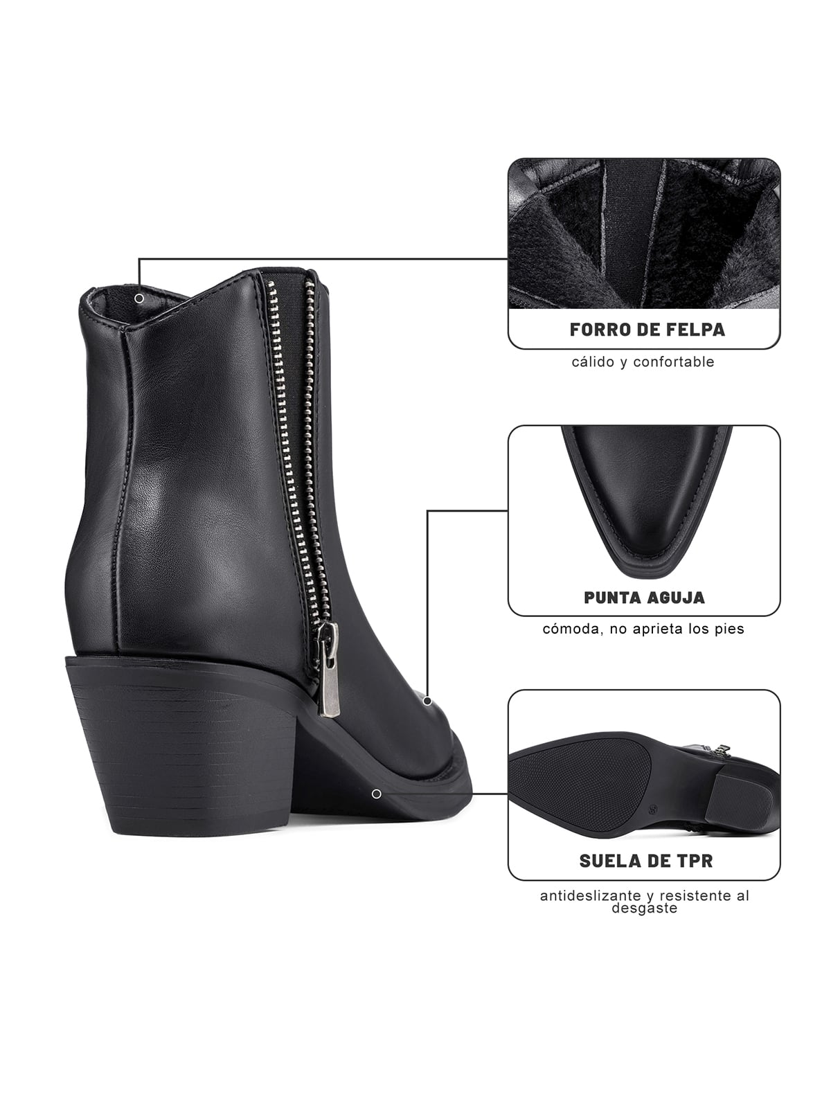 BOTIN TACO MUJER CASUAL PU WEIDE CZY651 - 2