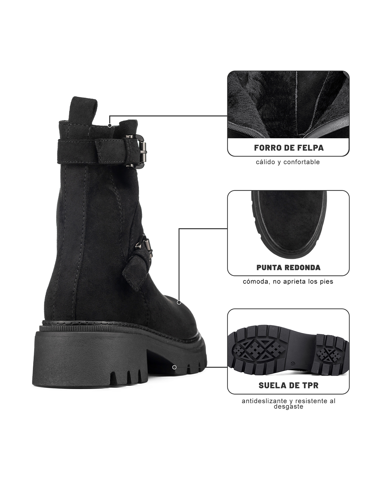 BOTIN TACO MUJER CASUAL PU TEXTIL WEIDE CZY652 - 2