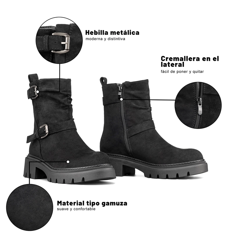 BOTIN TACO MUJER CASUAL PU TEXTIL WEIDE CZY652 - 9