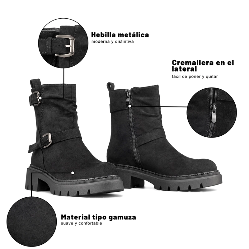 BOTIN TACO MUJER CASUAL PU TEXTIL WEIDE CZY652 - 10