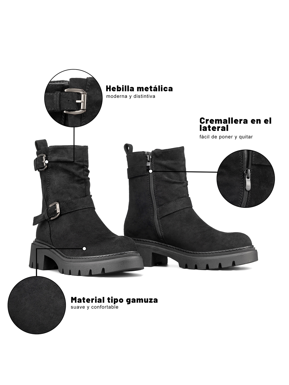 BOTIN TACO MUJER CASUAL PU TEXTIL WEIDE CZY652 - 10