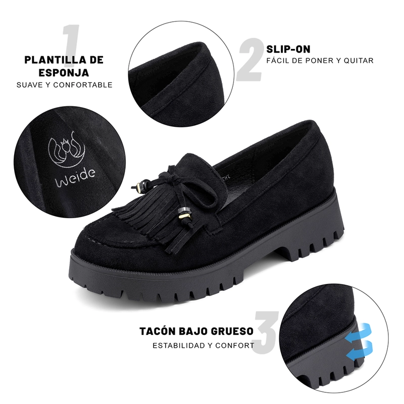 MOCASIN MUJER URBANO CON FLECOS PU TEXTIL WEIDE JN730 - 7
