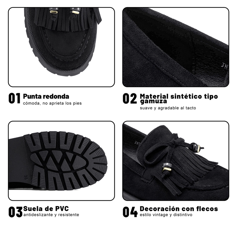 MOCASIN MUJER URBANO CON FLECOS PU TEXTIL WEIDE JN730 - 8