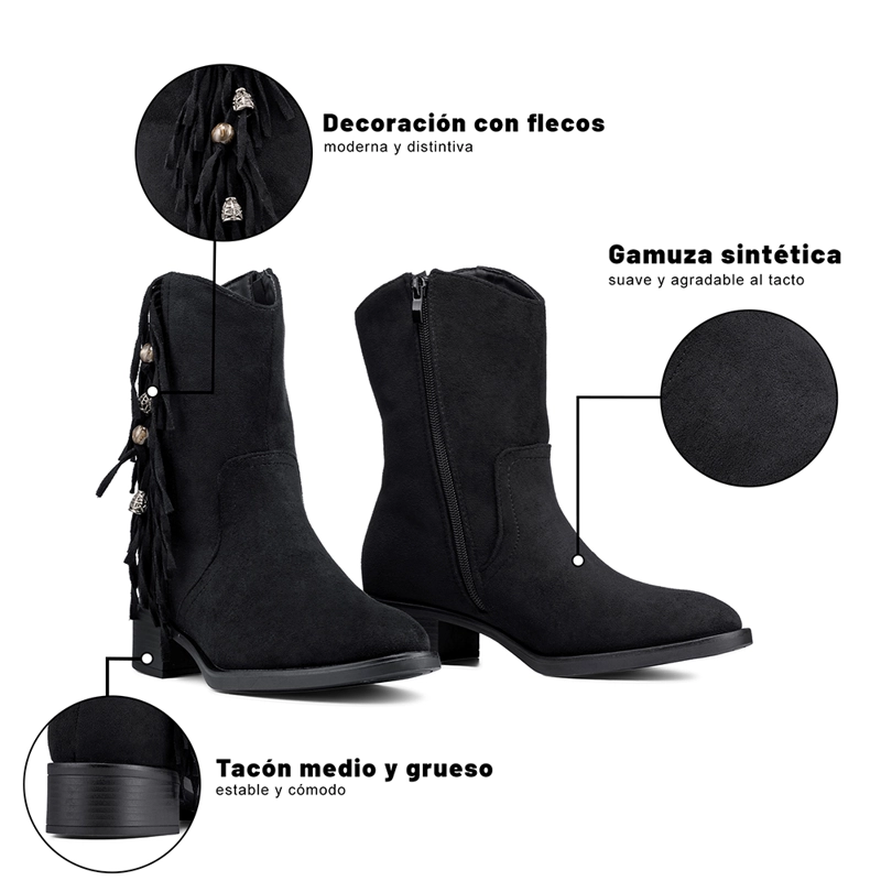 BOTIN TACO MUJER CASUAL PU TEXTIL WEIDE DH91 - 8