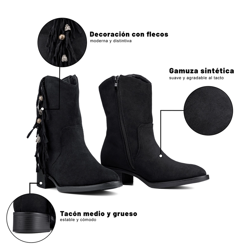 BOTIN TACO MUJER CASUAL PU TEXTIL WEIDE DH91 - 8