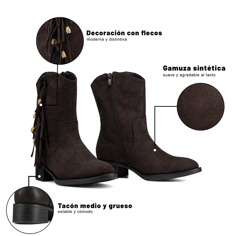 BOTIN TACO MUJER CASUAL PU TEXTIL WEIDE DH91 - 8