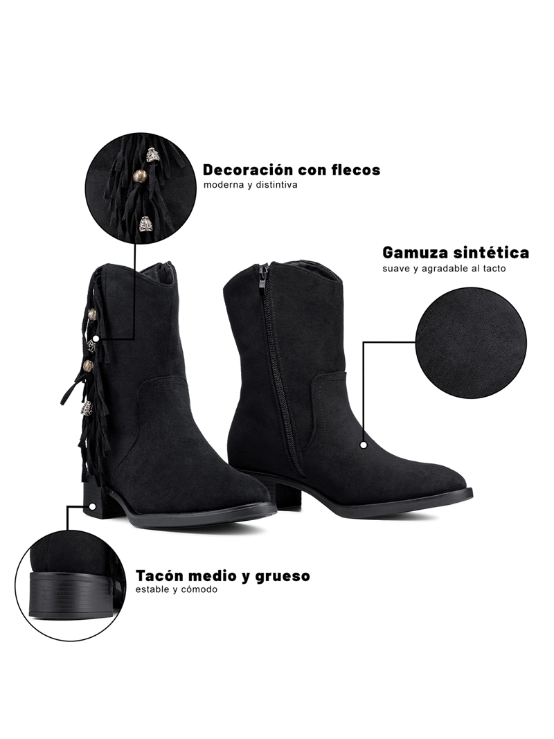 BOTIN TACO MUJER CASUAL PU TEXTIL WEIDE DH91 - 8