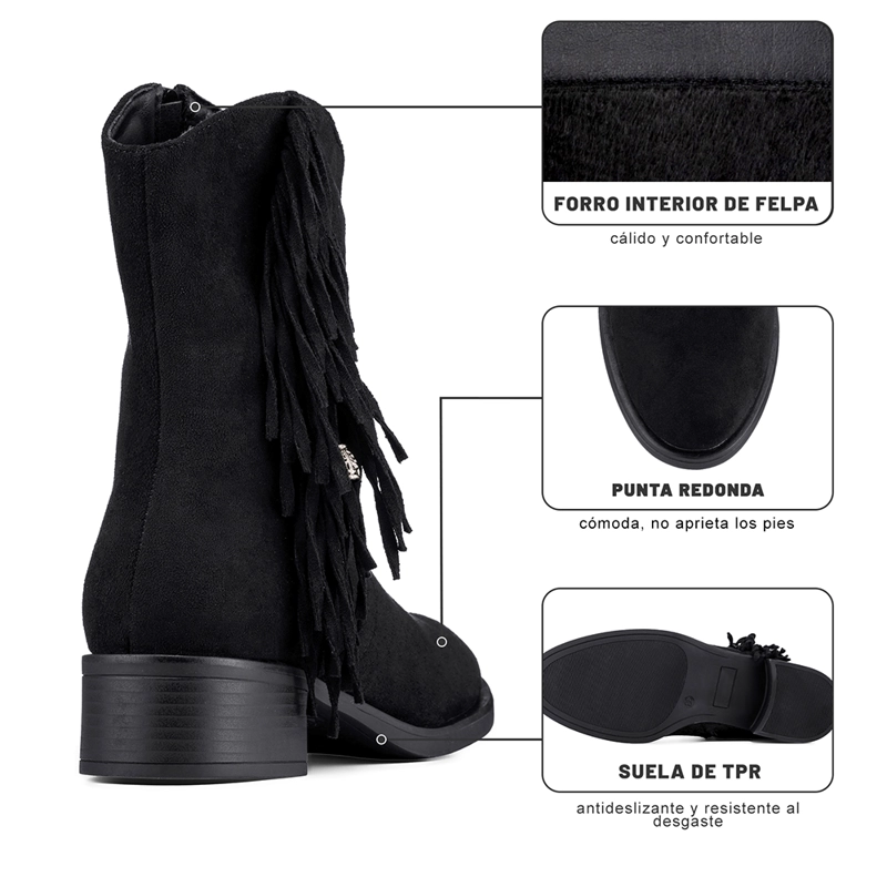 BOTIN TACO MUJER CASUAL PU TEXTIL WEIDE DH91 - 9