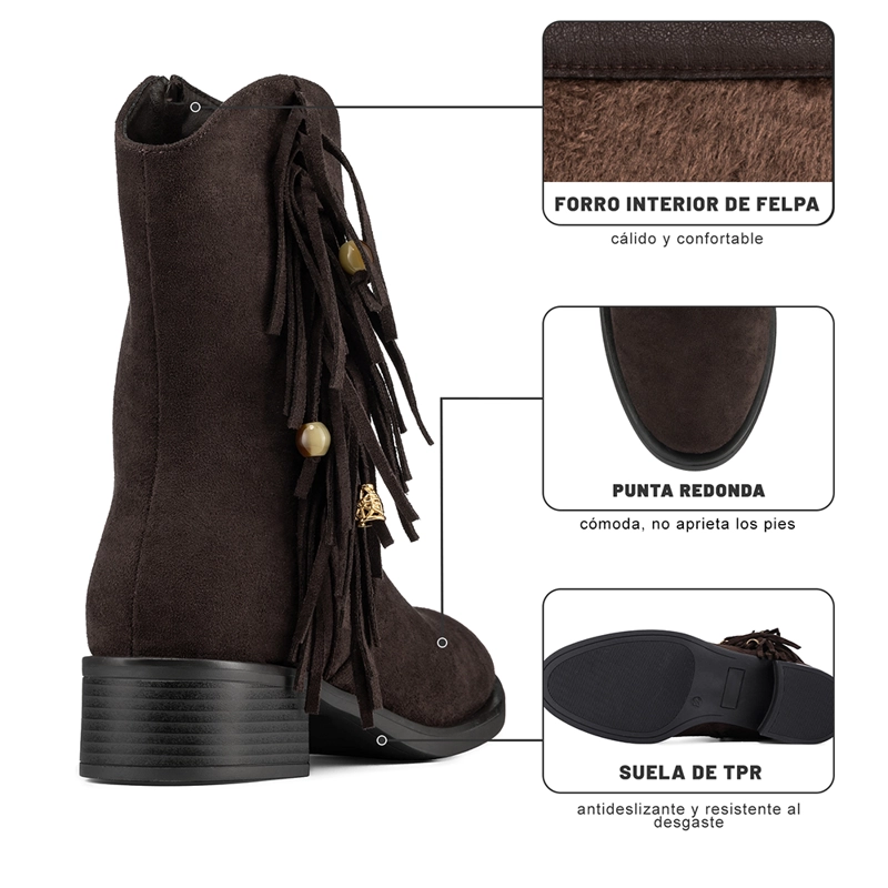 BOTIN TACO MUJER CASUAL PU TEXTIL WEIDE DH91 - 9