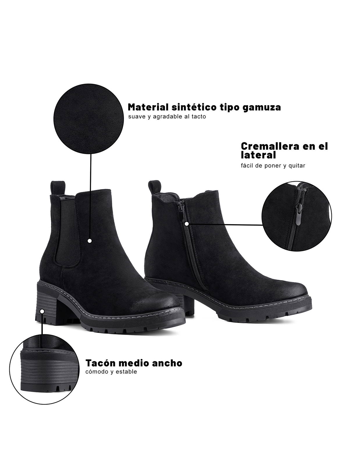 BOTIN TACO MUJER OUTDOOR PU TEXTIL WEIDE ZS81 - 8
