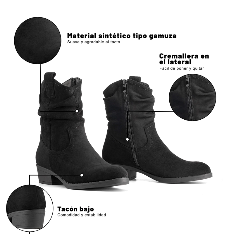 BOTIN TACO MUJER CASUAL PU TEXTIL WEIDE ZS80 - 8