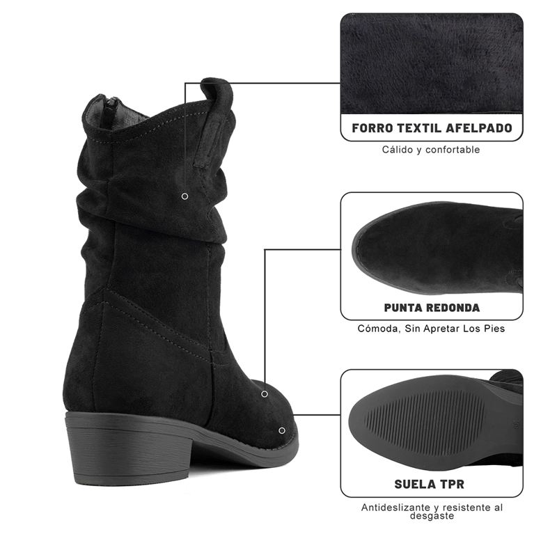 BOTIN TACO MUJER CASUAL PU TEXTIL WEIDE ZS80 - 9