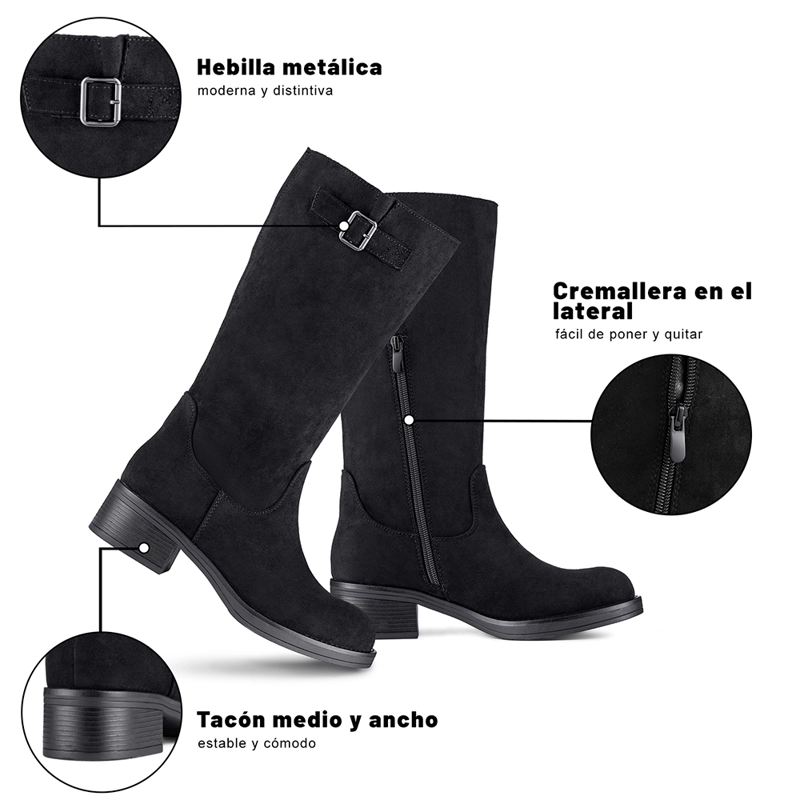 BOTA TACO MUJER CASUAL PU TEXTIL WEIDE CZY659 - 9
