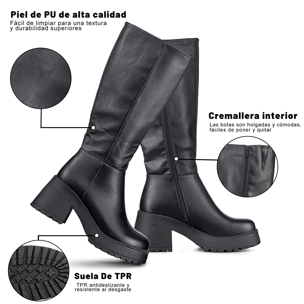 BOTA LARGA MUJER TACON GRUESO VINTAGE ELEGANTE WEIDE CZY602 - 8
