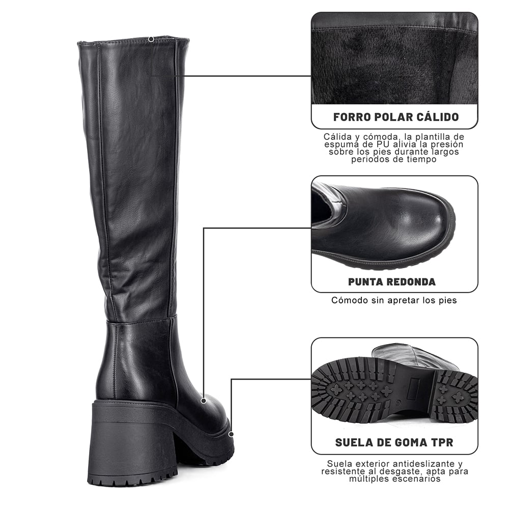 BOTA LARGA MUJER TACON GRUESO VINTAGE ELEGANTE WEIDE CZY602 - 9