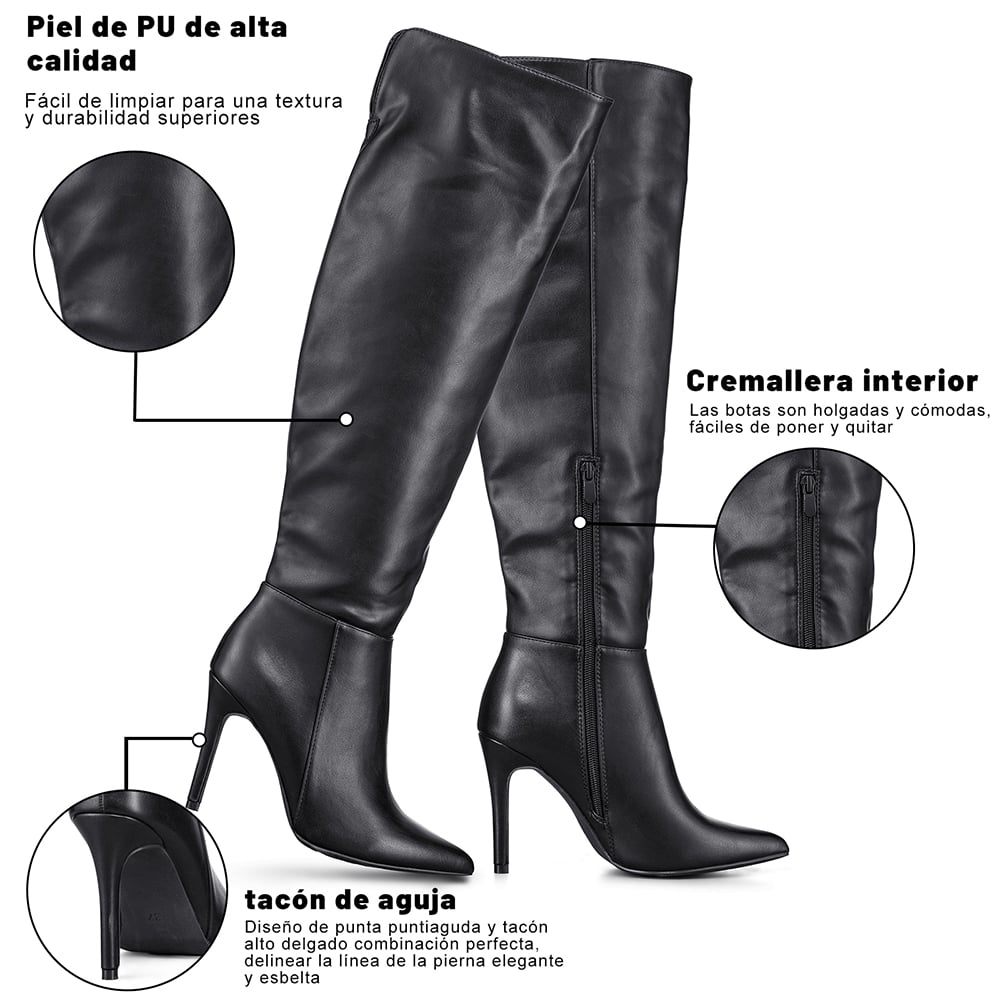 BOTAS LARGAS MUJER ECO CUERO DE MODA CLASICO WEIDE CZY600 - 7