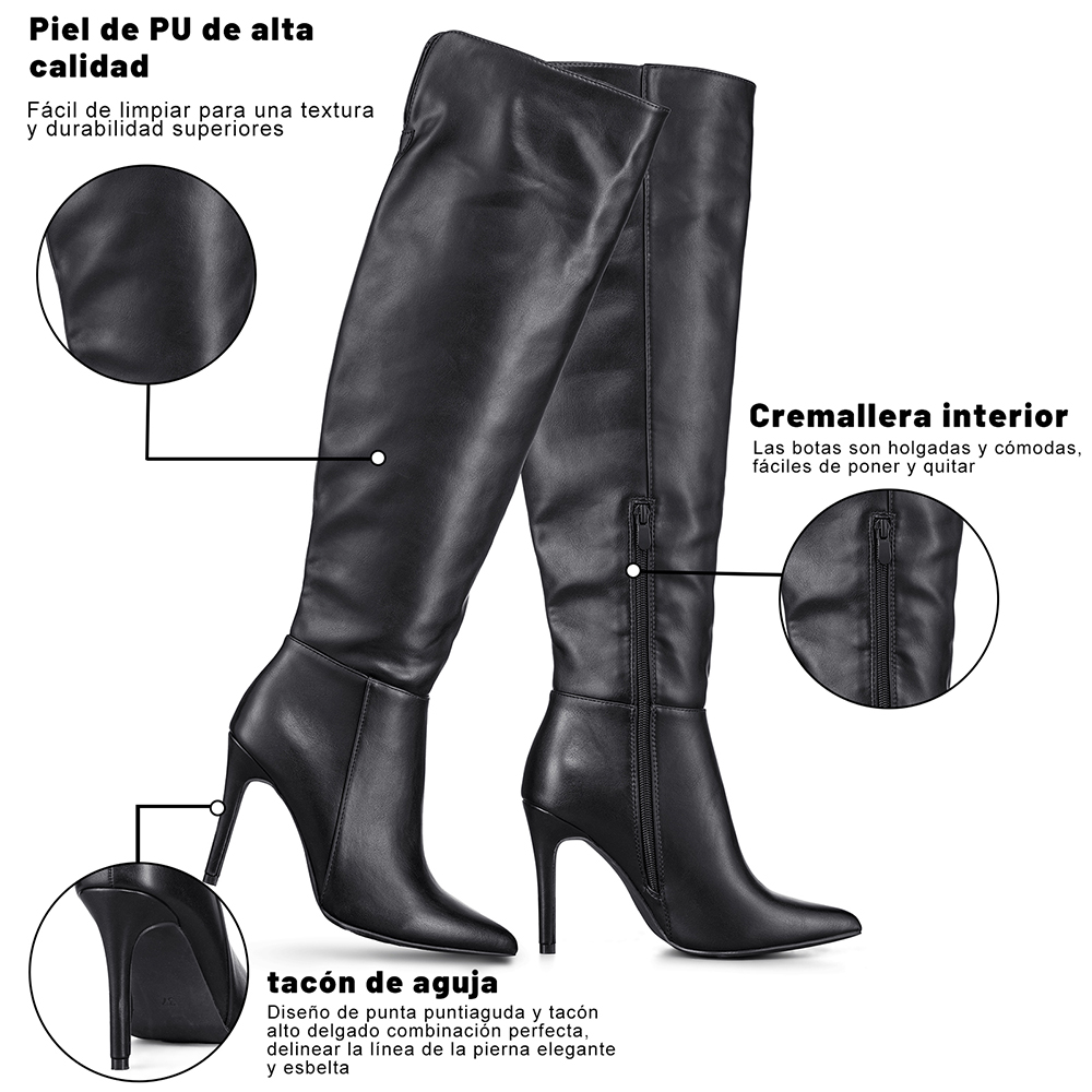 BOTAS LARGAS MUJER ECO CUERO DE MODA CLASICO WEIDE CZY600 - 7