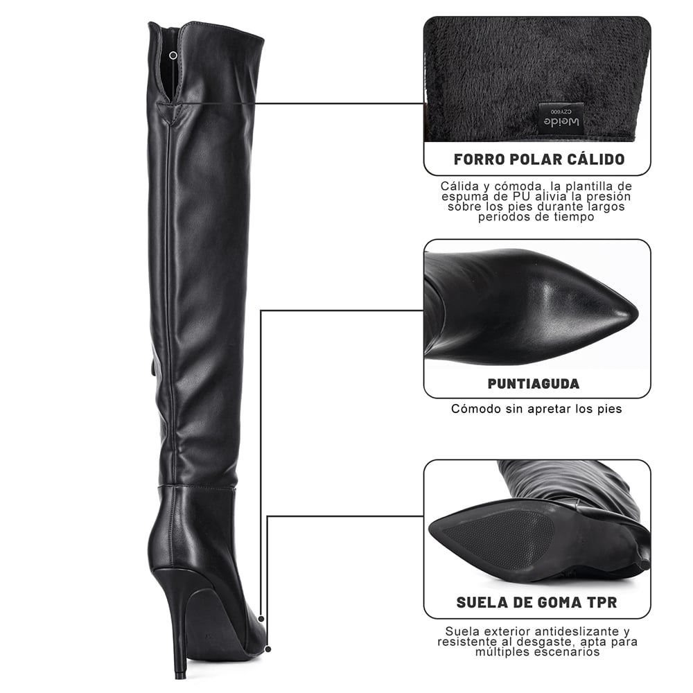 BOTAS LARGAS MUJER ECO CUERO DE MODA CLASICO WEIDE CZY600 - 8