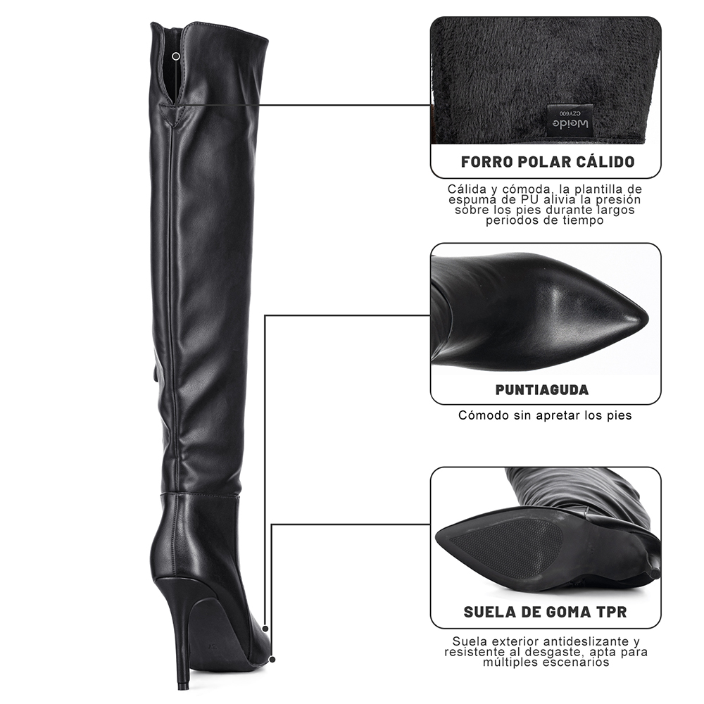 BOTAS LARGAS MUJER ECO CUERO DE MODA CLASICO WEIDE CZY600 - 8