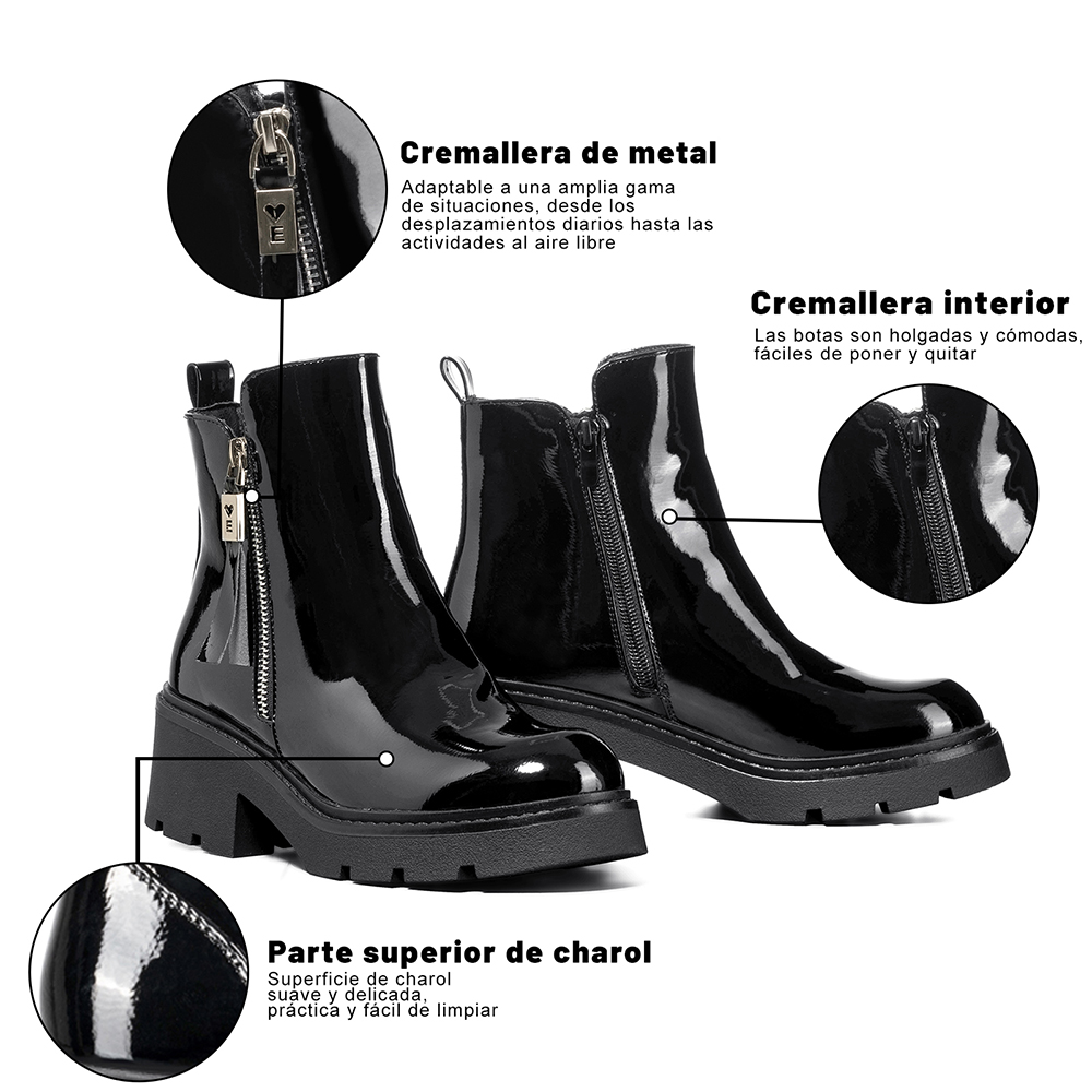 BOTIN CASUAL MUJER PU COMODO VINTAGE WEIDE ZS65B - 8