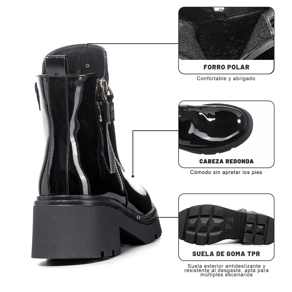 BOTIN CASUAL MUJER PU COMODO VINTAGE WEIDE ZS65B - 9