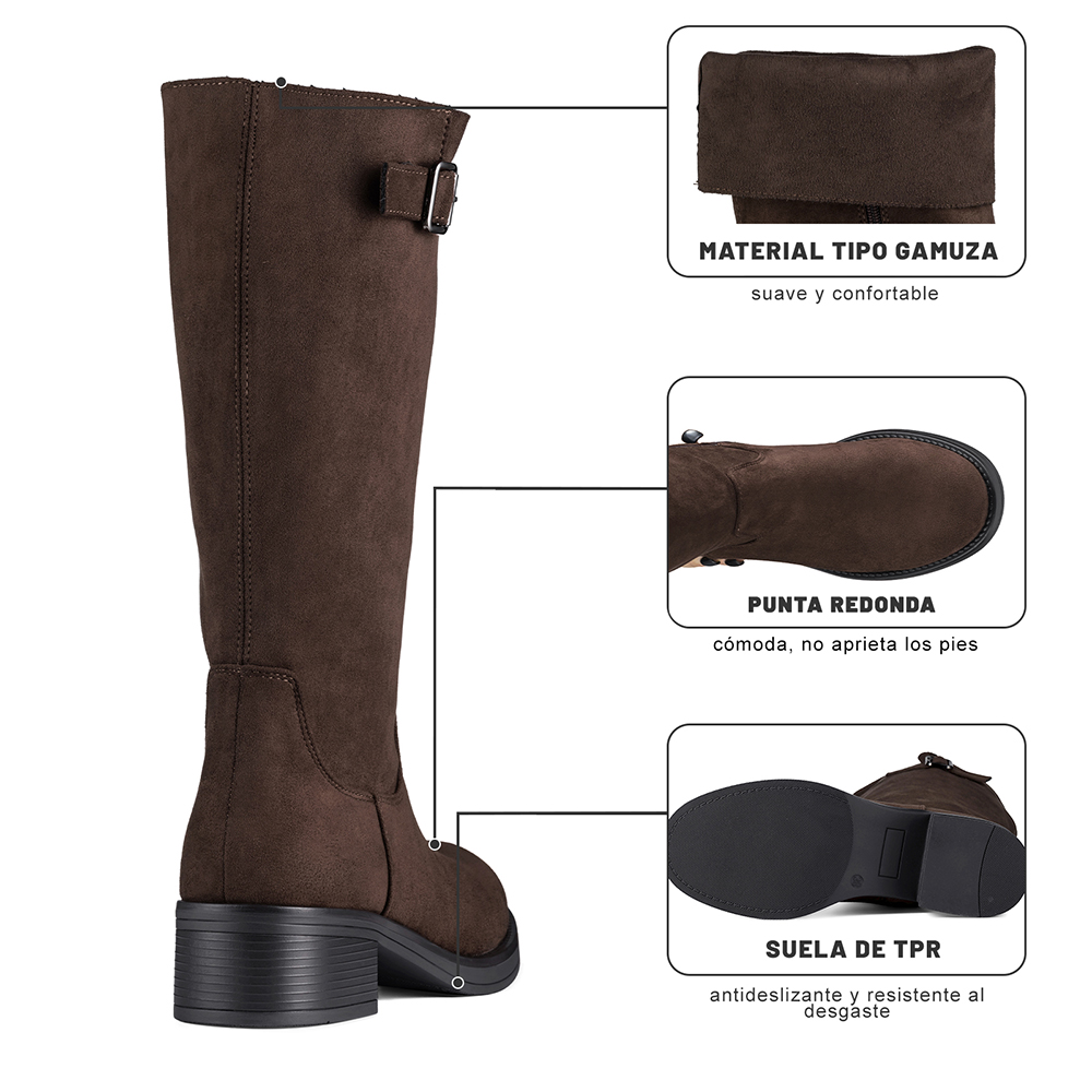 BOTA TACO MUJER CASUAL PU TEXTIL WEIDE CZY659 - 2