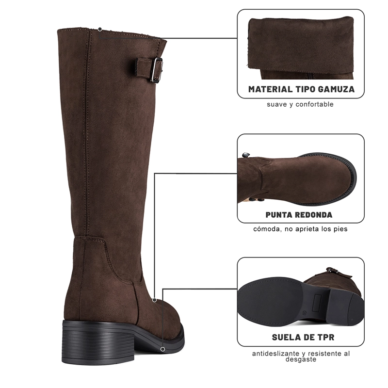 BOTA TACO MUJER CASUAL PU TEXTIL WEIDE CZY659 - 2