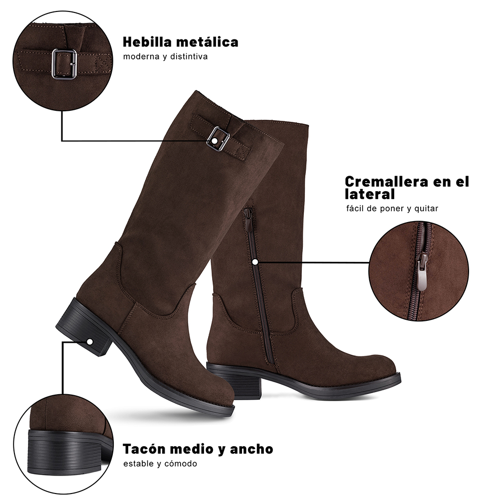 BOTA TACO MUJER CASUAL PU TEXTIL WEIDE CZY659 - 10