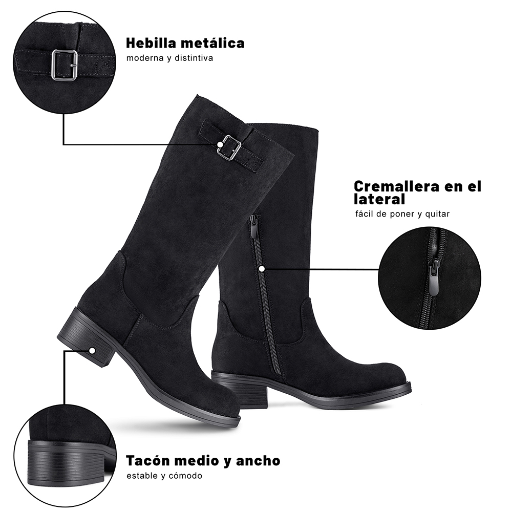 BOTA TACO MUJER CASUAL PU TEXTIL WEIDE CZY659 - 10