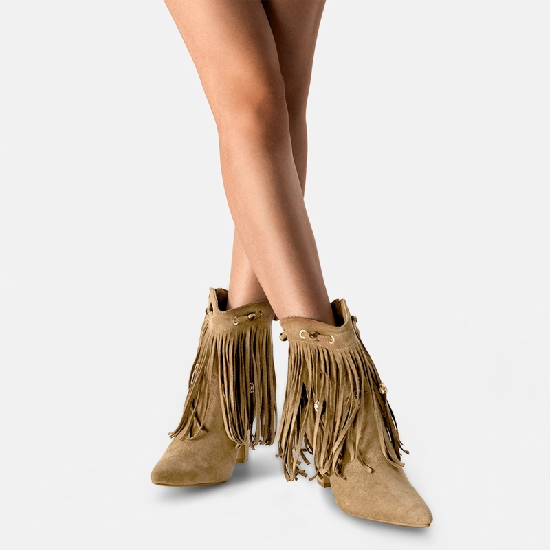 BOTA TACO MUJER CASUAL ESTILO VAQUERO FLECOS WEIDE DH90 - 2