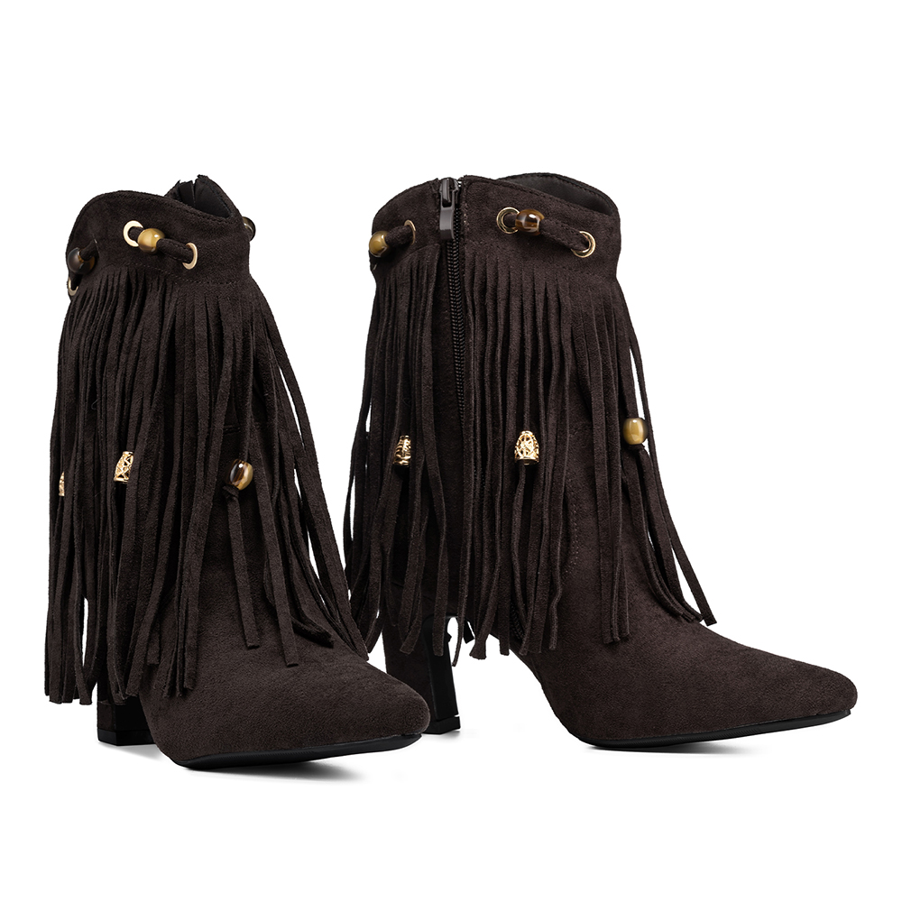 BOTA TACO MUJER CASUAL ESTILO VAQUERO FLECOS WEIDE DH90 - 5