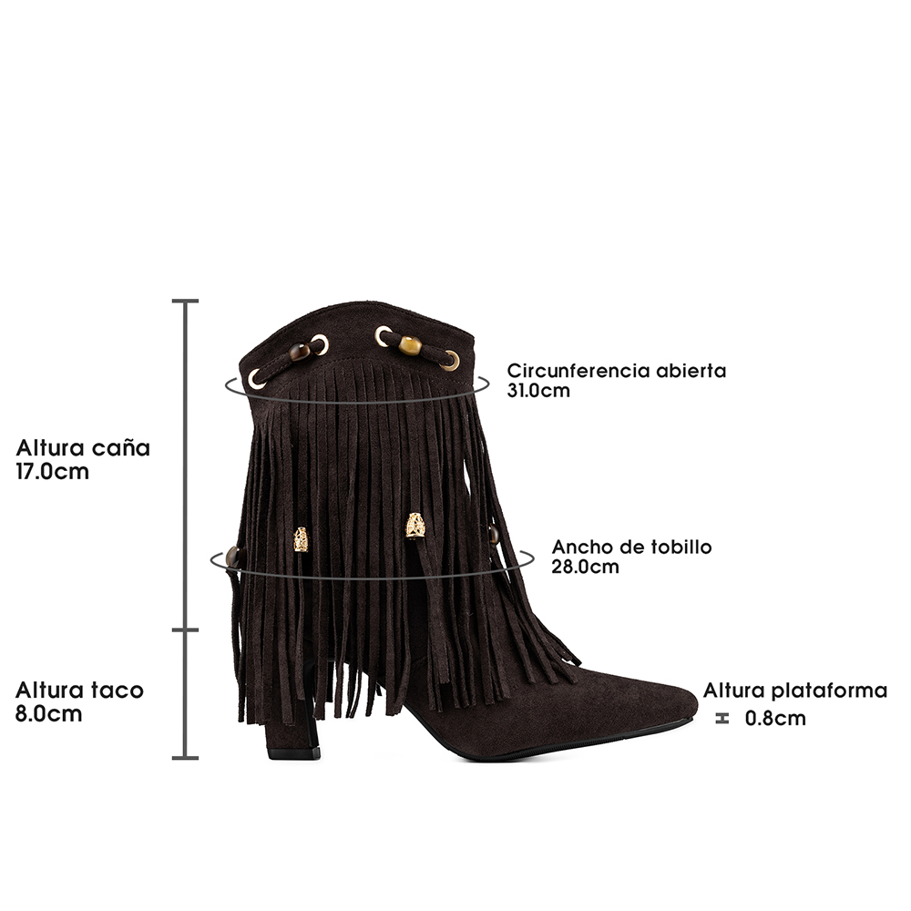 BOTA TACO MUJER CASUAL ESTILO VAQUERO FLECOS WEIDE DH90 - 7