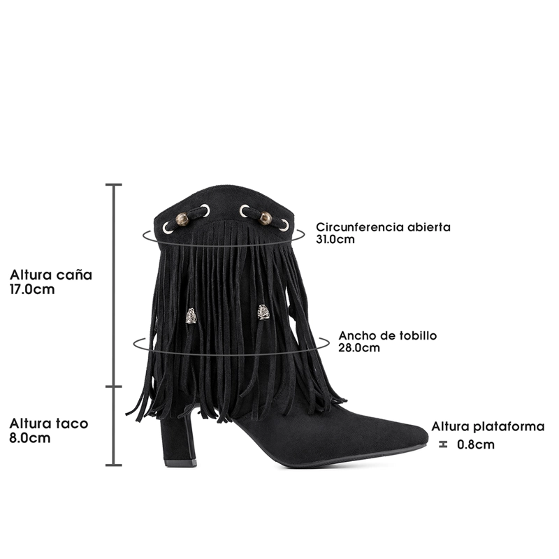 BOTA TACO MUJER CASUAL ESTILO VAQUERO FLECOS WEIDE DH90 - 7
