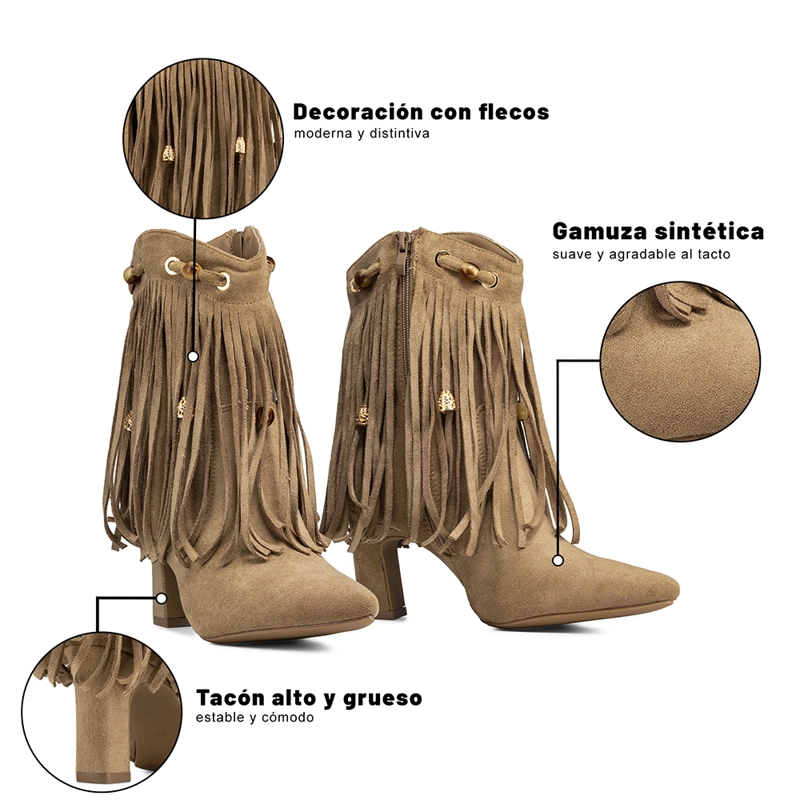 BOTA TACO MUJER CASUAL ESTILO VAQUERO FLECOS WEIDE DH90 - 8
