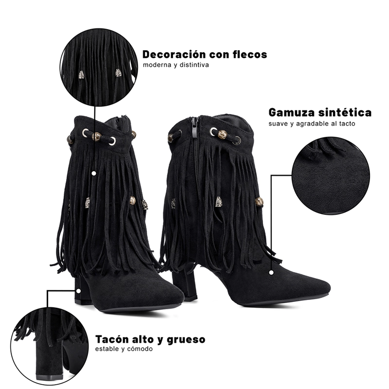 BOTA TACO MUJER CASUAL ESTILO VAQUERO FLECOS WEIDE DH90 - 8