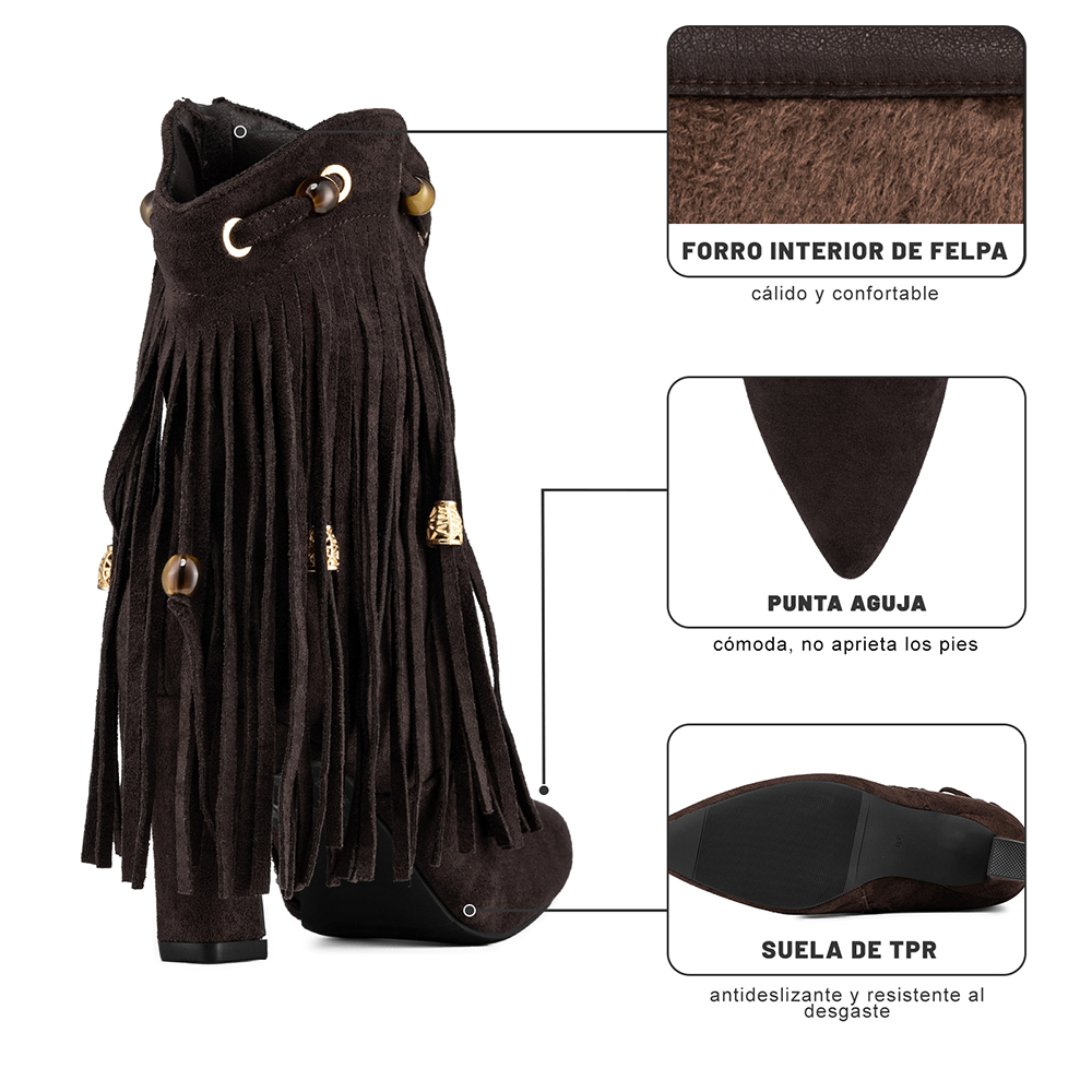 BOTA TACO MUJER CASUAL ESTILO VAQUERO FLECOS WEIDE DH90 - 9