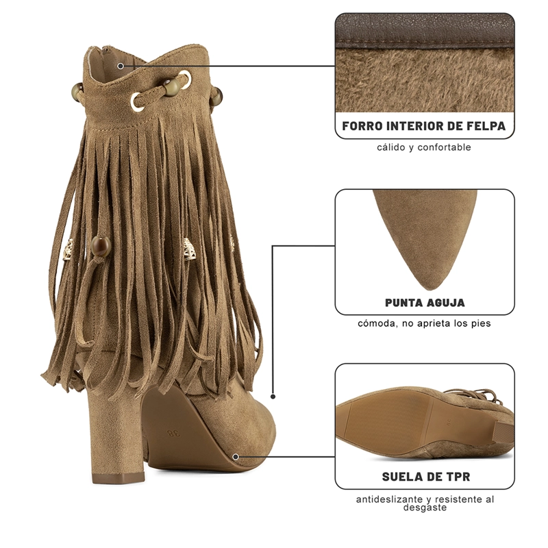 BOTA TACO MUJER CASUAL ESTILO VAQUERO FLECOS WEIDE DH90 - 9