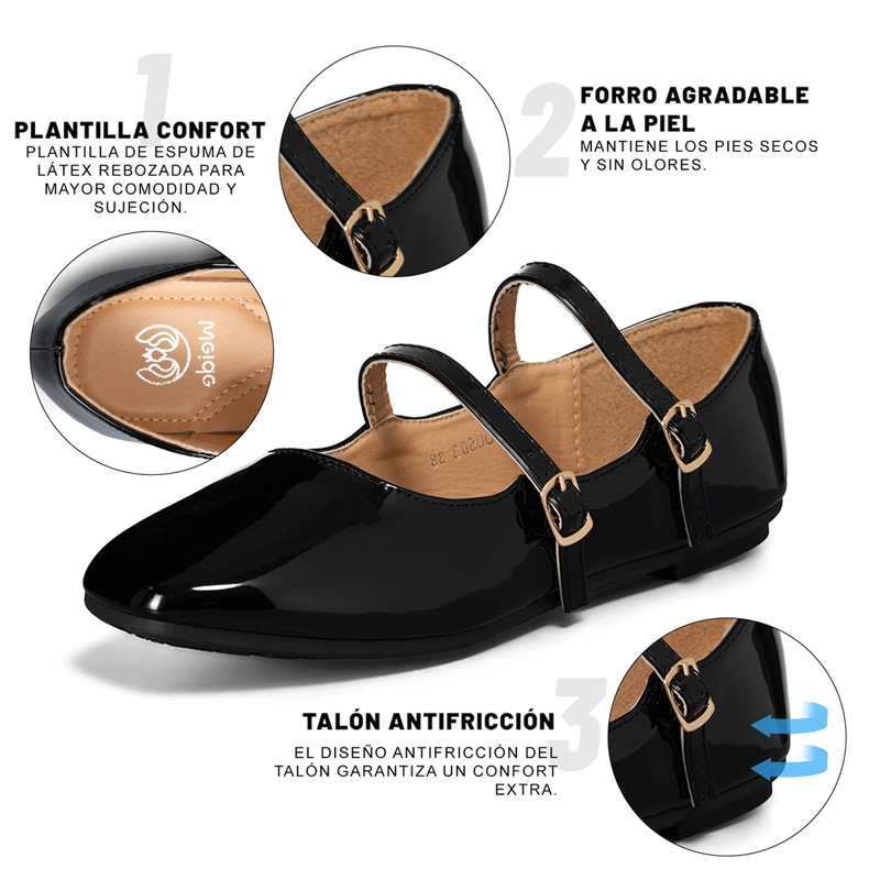 BALLERINA CASUAL MUJER MODA CHAROL PLANO WEIDE YOU503 - 5