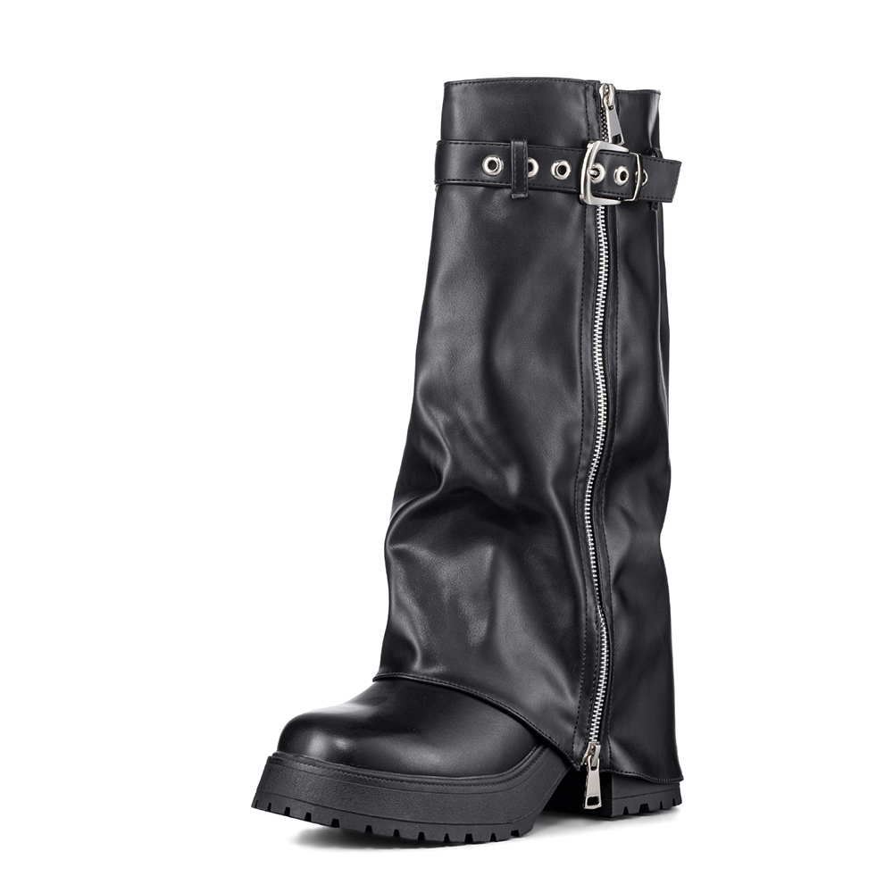 BOTAS LARGAS MUJER DE MODA ECO CUERO VINTAGE WEIDE CZY603 - 5