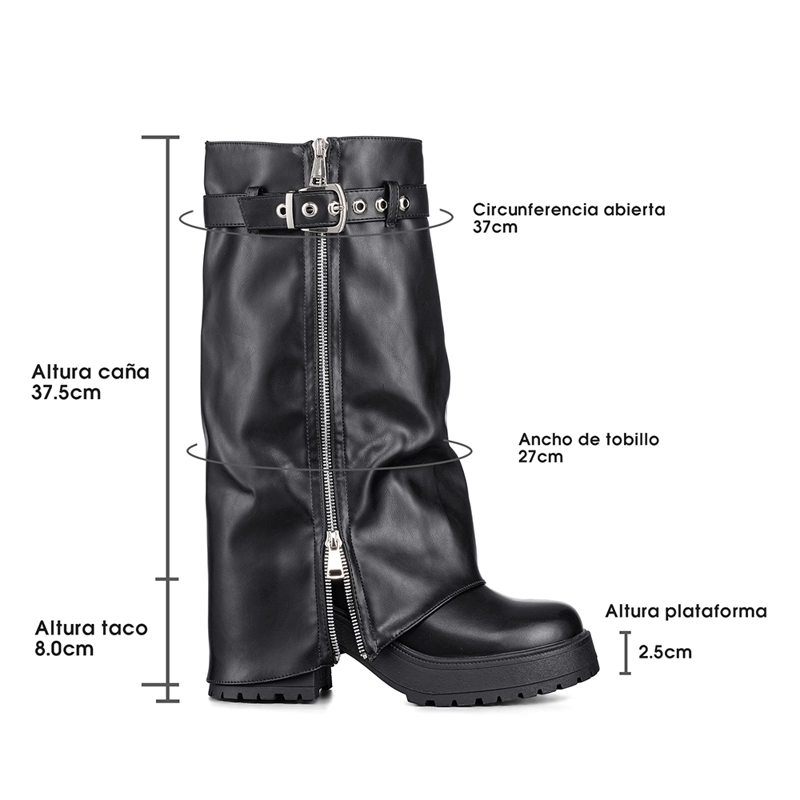 BOTAS LARGAS MUJER DE MODA ECO CUERO VINTAGE WEIDE CZY603 - 7