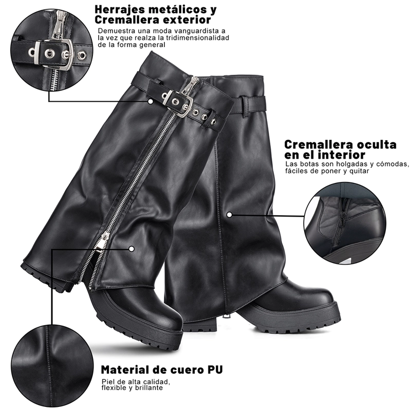 BOTAS LARGAS MUJER DE MODA ECO CUERO VINTAGE WEIDE CZY603 - 8