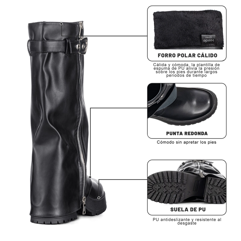 BOTAS LARGAS MUJER DE MODA ECO CUERO VINTAGE WEIDE CZY603 - 9